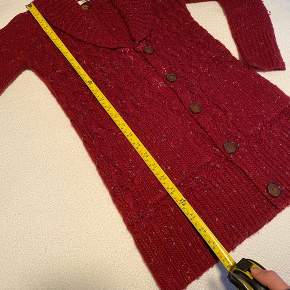 Isabella Sinclair Farfar chunky grandpa cardigan burgundy size XS Anthropologie - Picture 5 of 7
